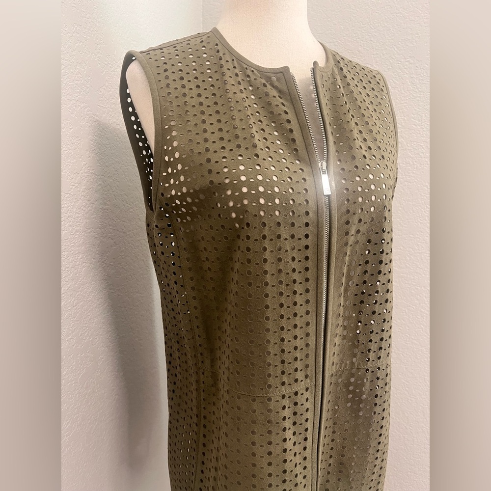Lafayette 148 New York Olive Green Perforated Vest - Picture 2 of 10